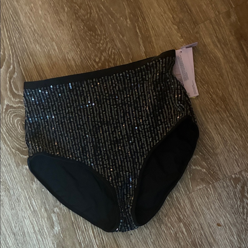 wild fable Black Sequin High-Waist Bikini Bottoms - Picture 2 of 5